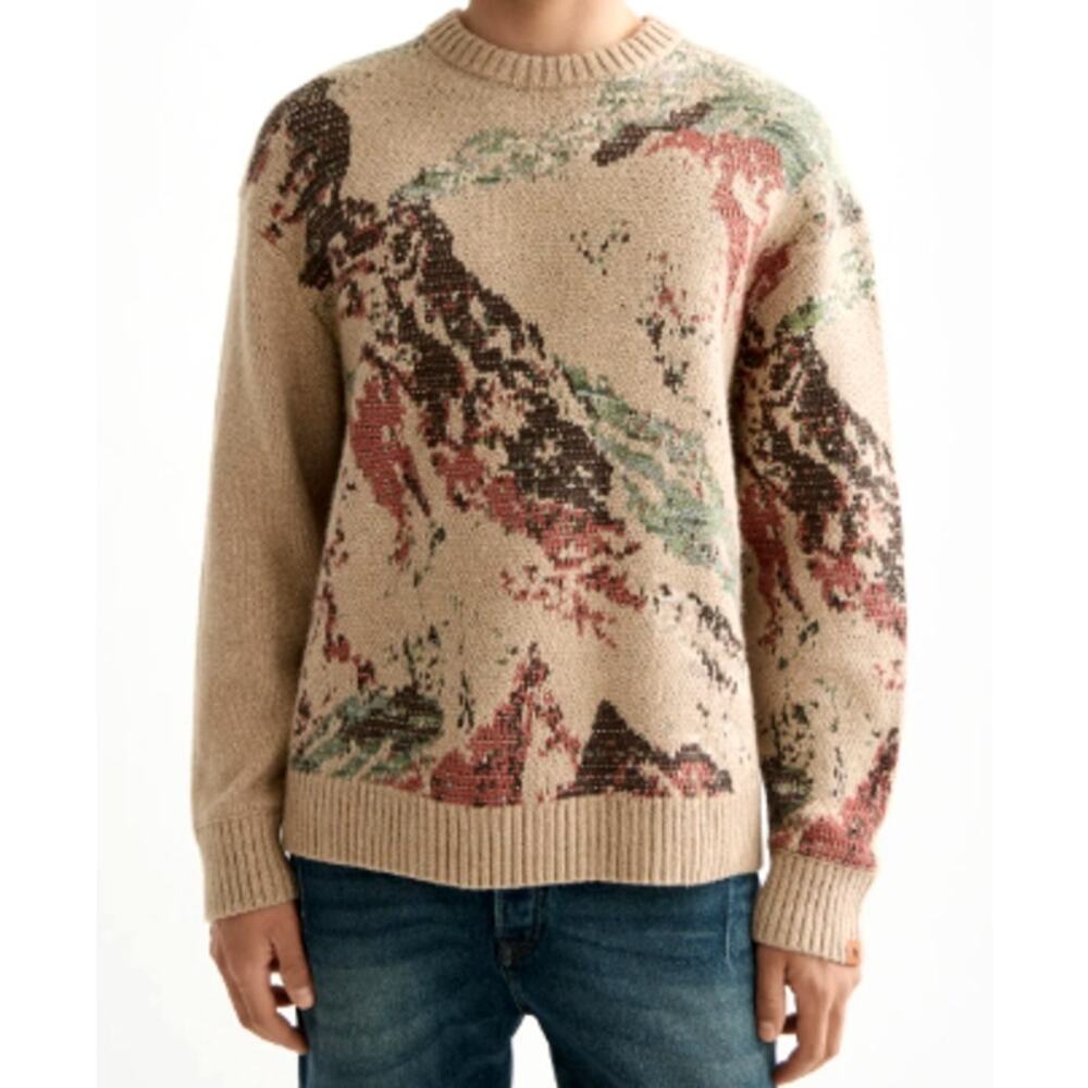 Scotch & Soda Men's Mountain Tannin Aop Loose Fit Pullover Sweater Size M